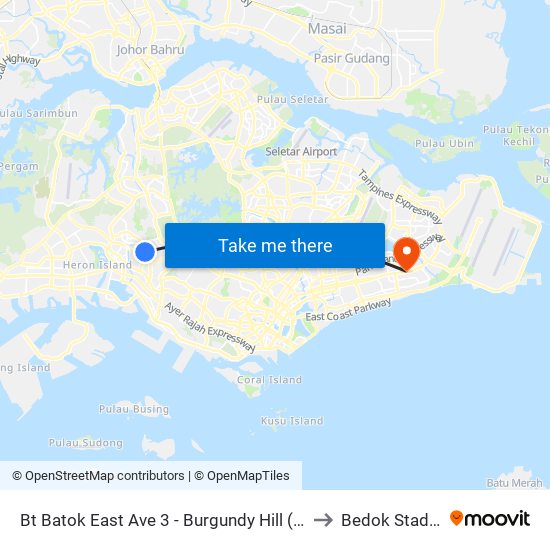 Bt Batok East Ave 3 - Burgundy Hill (42319) to Bedok Stadium map