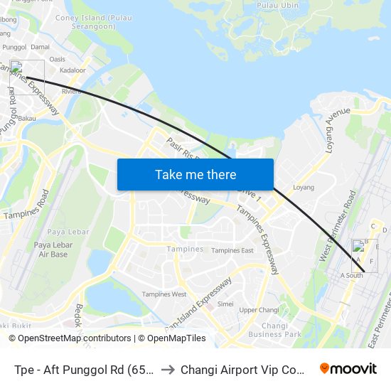 Tpe -  Aft Punggol Rd (65199) to Changi Airport Vip Complex map