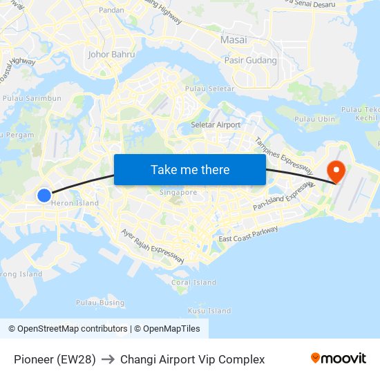 Pioneer (EW28) to Changi Airport Vip Complex map