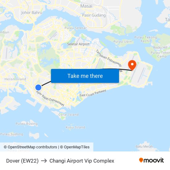 Dover (EW22) to Changi Airport Vip Complex map