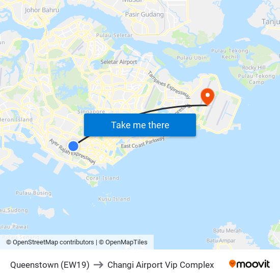 Queenstown (EW19) to Changi Airport Vip Complex map