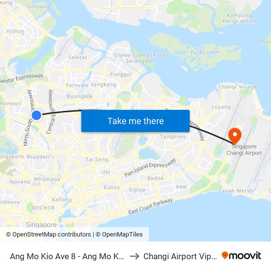 Ang Mo Kio Ave 8 - Ang Mo Kio Int (54009) to Changi Airport Vip Complex map