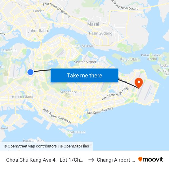 Choa Chu Kang Ave 4 - Lot 1/Choa Chu Kang Stn (44539) to Changi Airport Vip Complex map