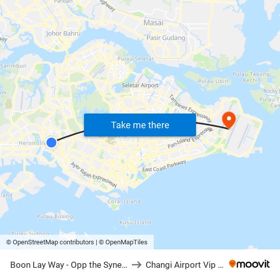 Boon Lay Way - Opp the Synergy (28049) to Changi Airport Vip Complex map