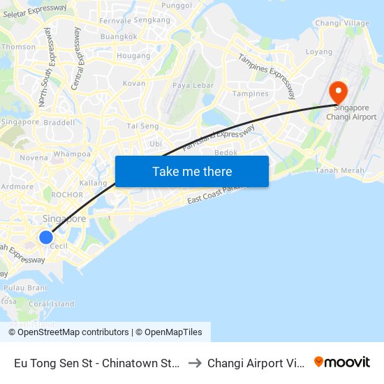 Eu Tong Sen St - Chinatown Stn Exit C (05013) to Changi Airport Vip Complex map