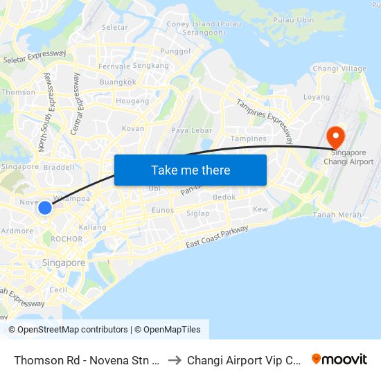 Thomson Rd - Novena Stn (50038) to Changi Airport Vip Complex map