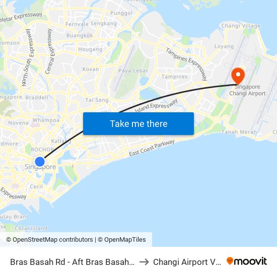 Bras Basah Rd - Aft Bras Basah Stn Exit A (04179) to Changi Airport Vip Complex map