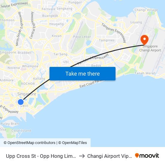 Upp Cross St - Opp Hong Lim Cplx (05131) to Changi Airport Vip Complex map