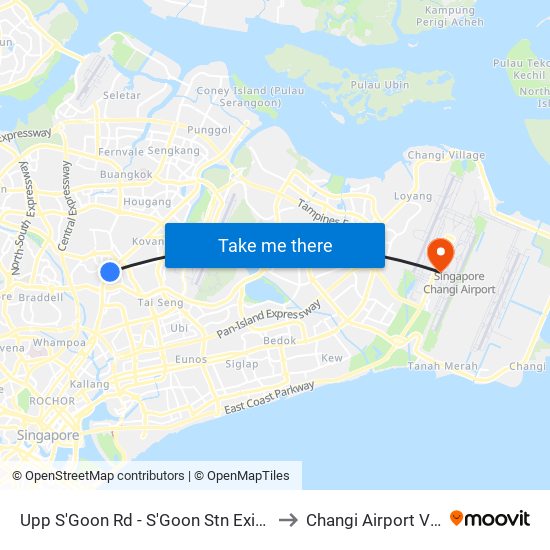 Upp S'Goon Rd - S'Goon Stn Exit A/Blk 413 (62139) to Changi Airport Vip Complex map