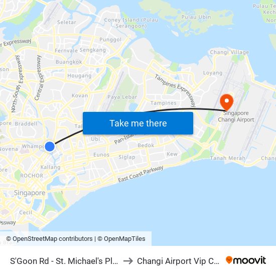 S'Goon Rd - St. Michael's Pl (60161) to Changi Airport Vip Complex map