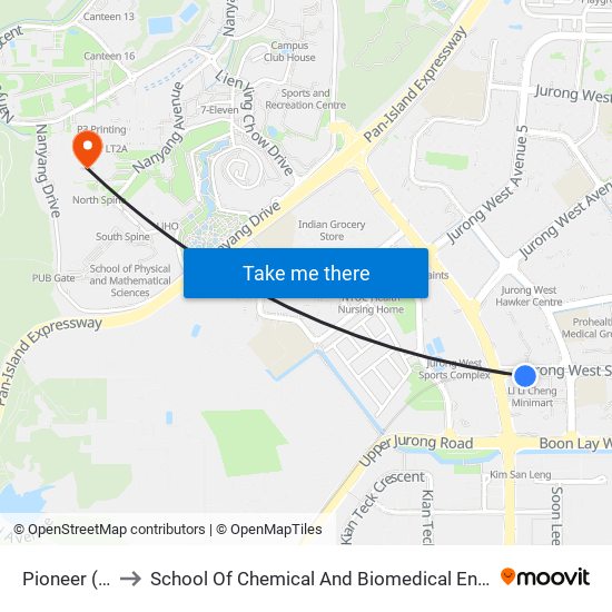 Pioneer (EW28) to School Of Chemical And Biomedical Engineering (Scbe - Bie) map