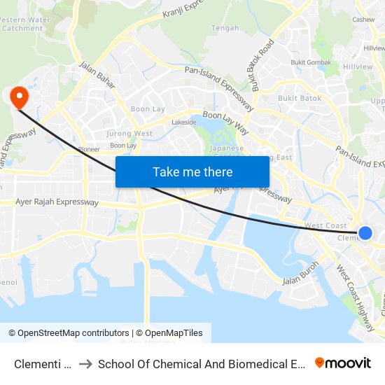 Clementi (EW23) to School Of Chemical And Biomedical Engineering (Scbe - Bie) map
