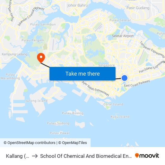 Kallang (EW10) to School Of Chemical And Biomedical Engineering (Scbe - Bie) map