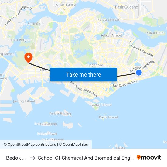 Bedok (EW5) to School Of Chemical And Biomedical Engineering (Scbe - Bie) map