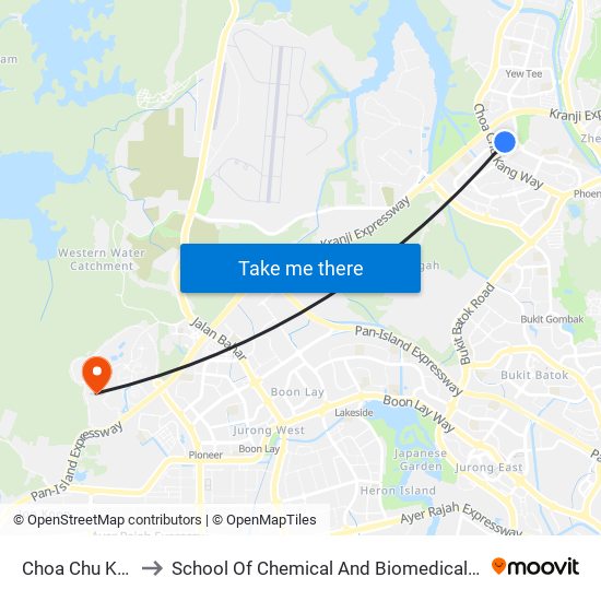 Choa Chu Kang (NS4) to School Of Chemical And Biomedical Engineering (Scbe - Bie) map