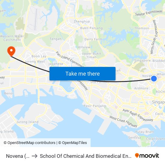 Novena (NS20) to School Of Chemical And Biomedical Engineering (Scbe - Bie) map