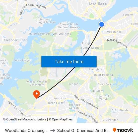 Woodlands Crossing - W'Lands Checkpt (46109) to School Of Chemical And Biomedical Engineering (Scbe - Bie) map