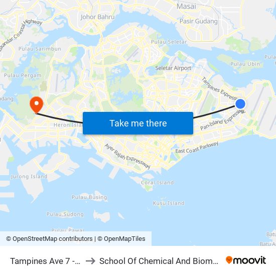 Tampines Ave 7 - Blk 497d (76241) to School Of Chemical And Biomedical Engineering (Scbe - Bie) map