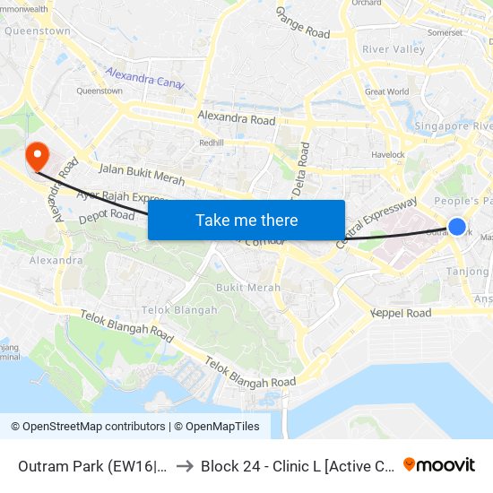 Outram Park (EW16|NE3) to Block 24 - Clinic L [Active Centre] map