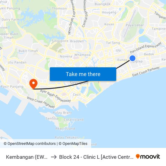 Kembangan (EW6) to Block 24 - Clinic L [Active Centre] map