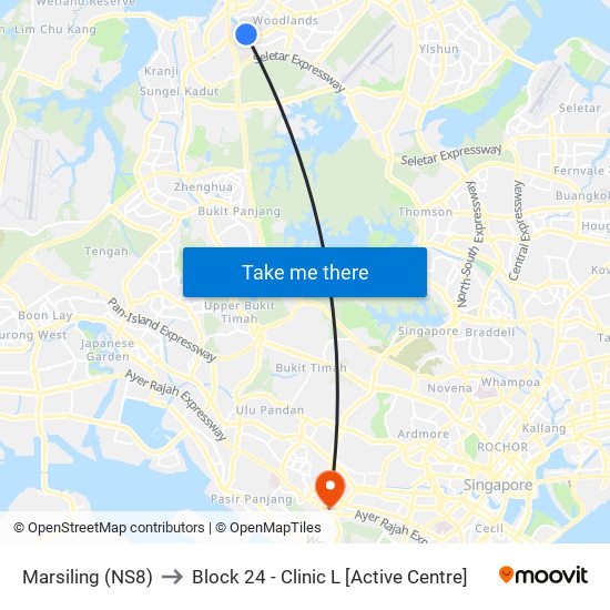Marsiling (NS8) to Block 24 - Clinic L [Active Centre] map