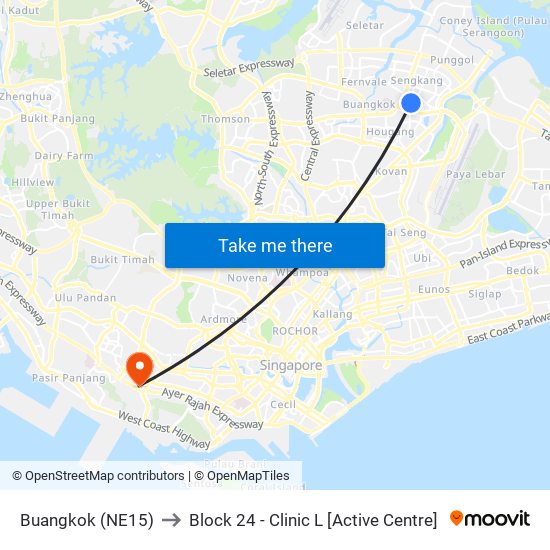Buangkok (NE15) to Block 24 - Clinic L [Active Centre] map