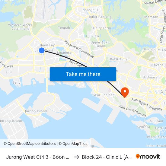 Jurong West Ctrl 3 - Boon Lay Int (22009) to Block 24 - Clinic L [Active Centre] map