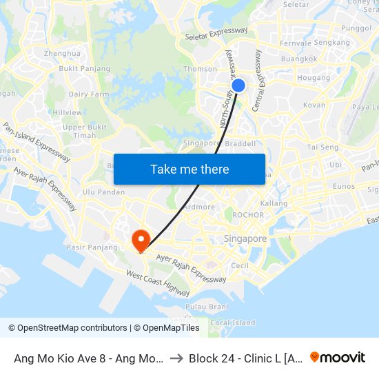 Ang Mo Kio Ave 8 - Ang Mo Kio Int (54009) to Block 24 - Clinic L [Active Centre] map