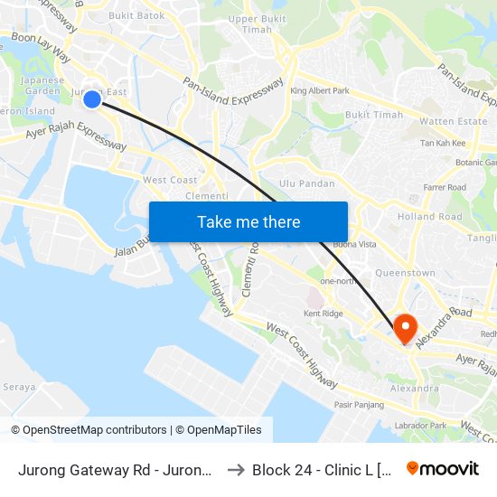 Jurong Gateway Rd - Jurong East Int (28009) to Block 24 - Clinic L [Active Centre] map