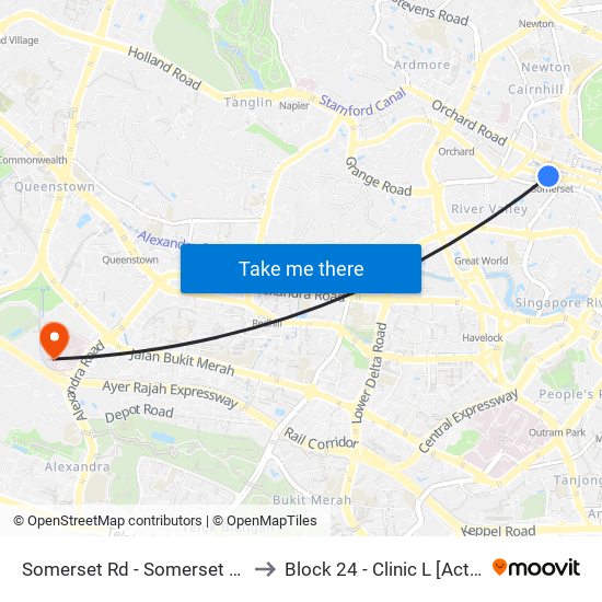 Somerset Rd - Somerset Stn (08121) to Block 24 - Clinic L [Active Centre] map