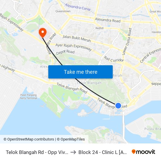 Telok Blangah Rd - Opp Vivocity (14119) to Block 24 - Clinic L [Active Centre] map