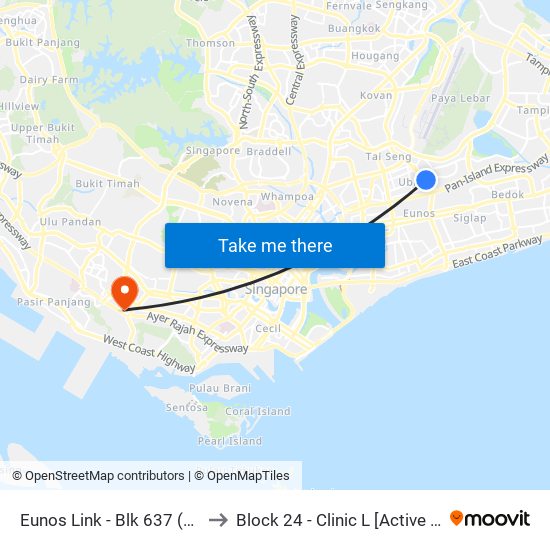 Eunos Link - Blk 637 (71091) to Block 24 - Clinic L [Active Centre] map