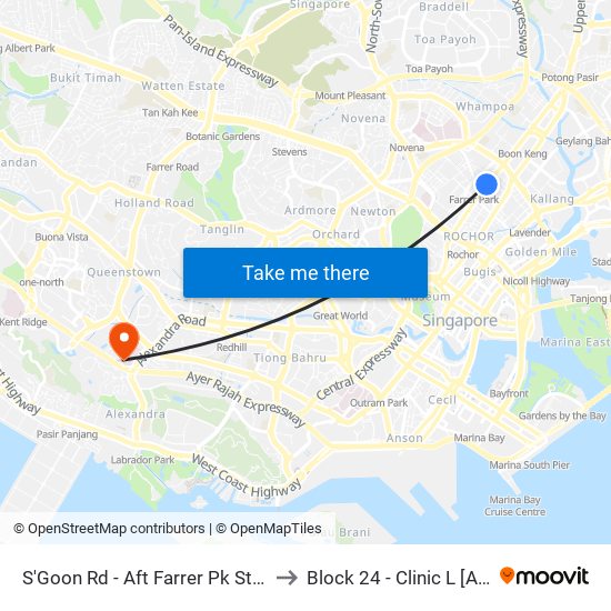 S'Goon Rd - Aft Farrer Pk Stn Exit G (07211) to Block 24 - Clinic L [Active Centre] map