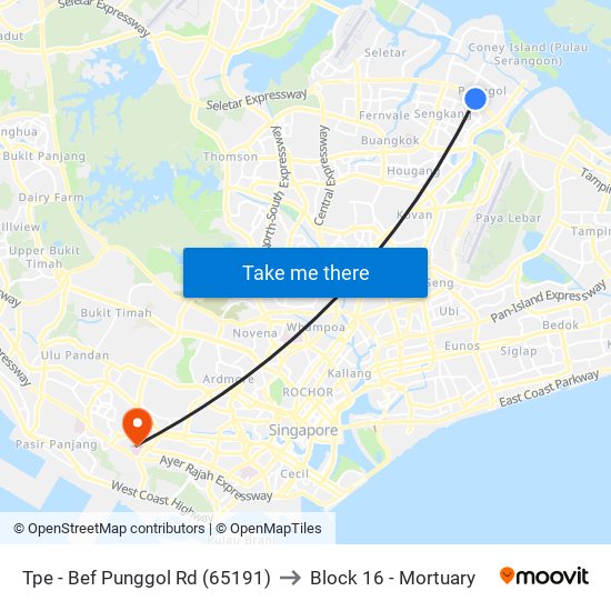 Tpe -  Bef Punggol Rd (65191) to Block 16 - Mortuary map