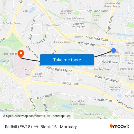 Redhill (EW18) to Block 16 - Mortuary map