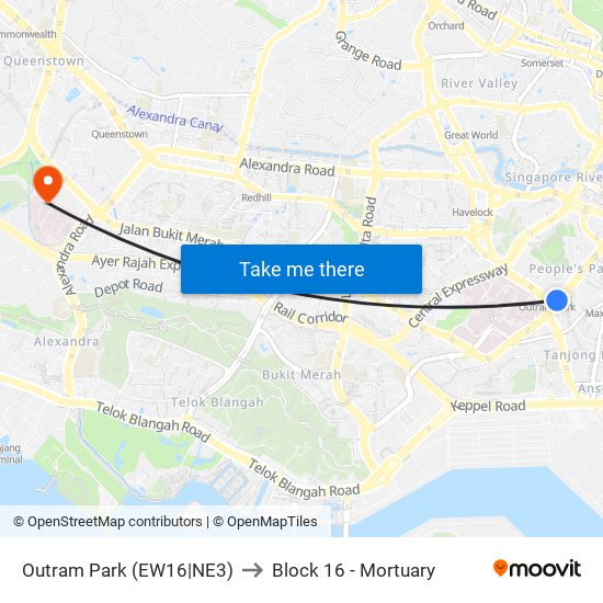 Outram Park (EW16|NE3) to Block 16 - Mortuary map