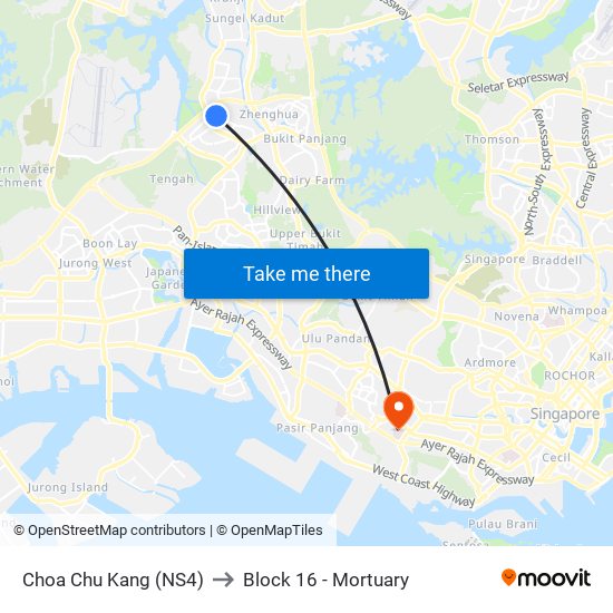 Choa Chu Kang (NS4) to Block 16 - Mortuary map