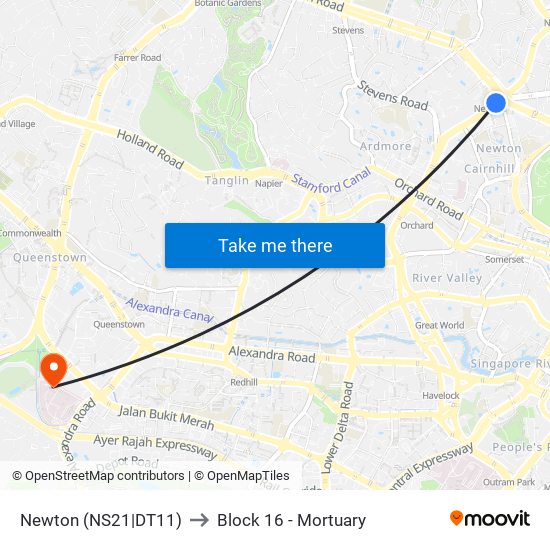 Newton (NS21|DT11) to Block 16 - Mortuary map