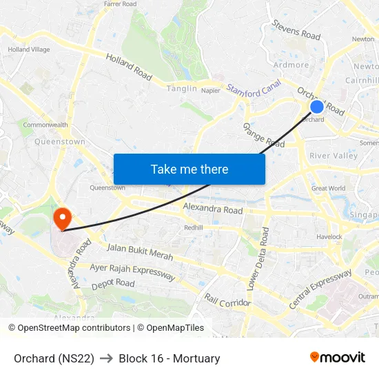 Orchard (NS22) to Block 16 - Mortuary map