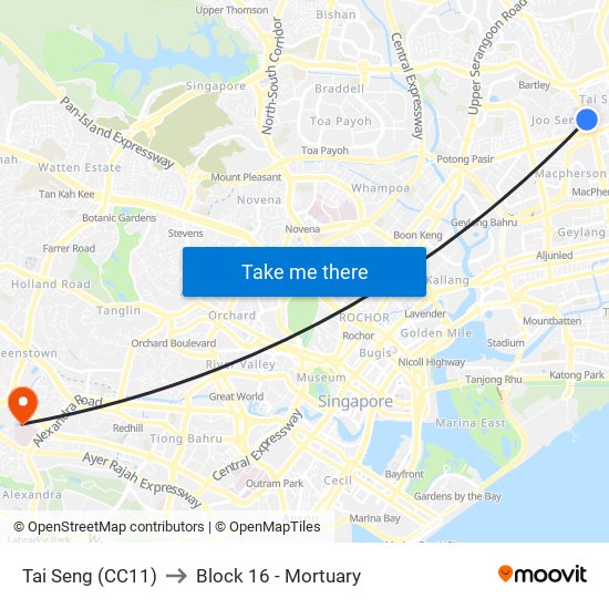 Tai Seng (CC11) to Block 16 - Mortuary map