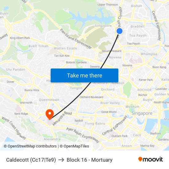 Caldecott (Cc17|Te9) to Block 16 - Mortuary map