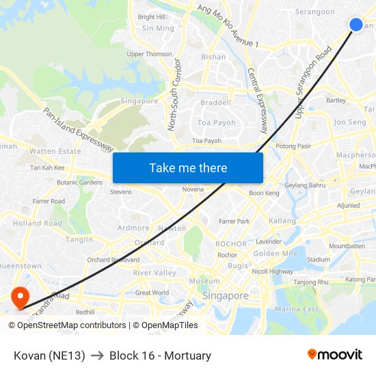 Kovan (NE13) to Block 16 - Mortuary map