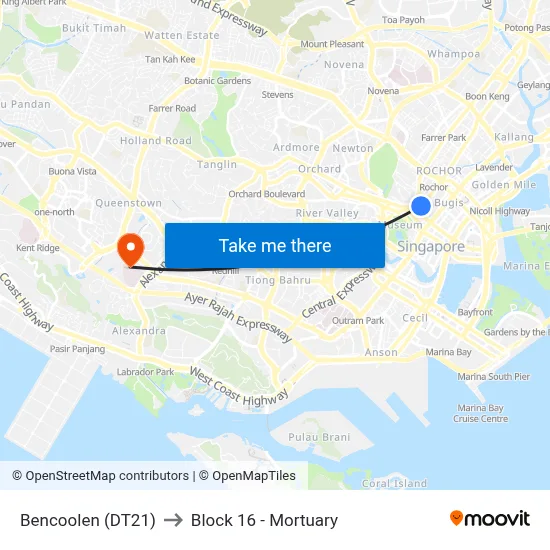 Bencoolen (DT21) to Block 16 - Mortuary map