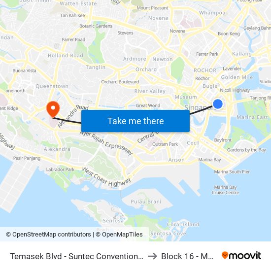 Temasek Blvd - Suntec Convention Ctr (02151) to Block 16 - Mortuary map