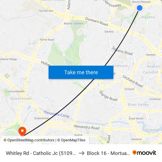 Whitley Rd - Catholic Jc (51099) to Block 16 - Mortuary map