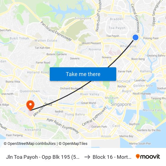 Jln Toa Payoh - Opp Blk 195 (52089) to Block 16 - Mortuary map