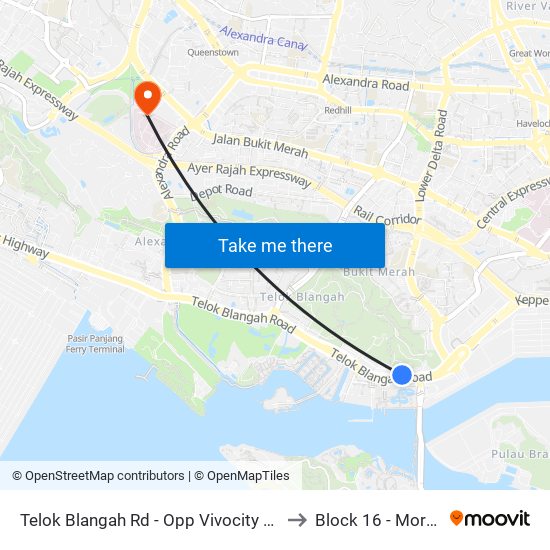 Telok Blangah Rd - Opp Vivocity (14119) to Block 16 - Mortuary map
