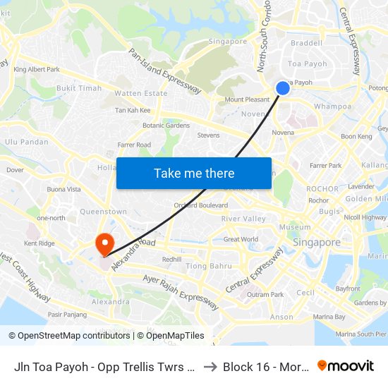 Jln Toa Payoh - Opp Trellis Twrs (52079) to Block 16 - Mortuary map