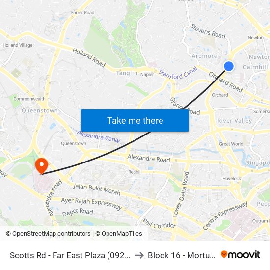 Scotts Rd - Far East Plaza (09219) to Block 16 - Mortuary map