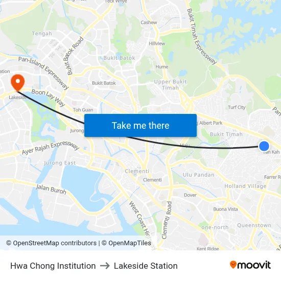 Hwa Chong Institution to Lakeside Station map